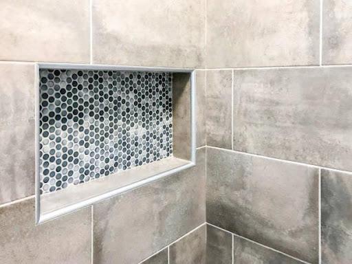 Modern bathroom wall porcelain tiles in gray color tone