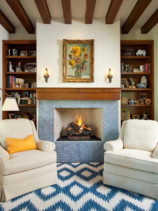 Spanish tile for fireplace