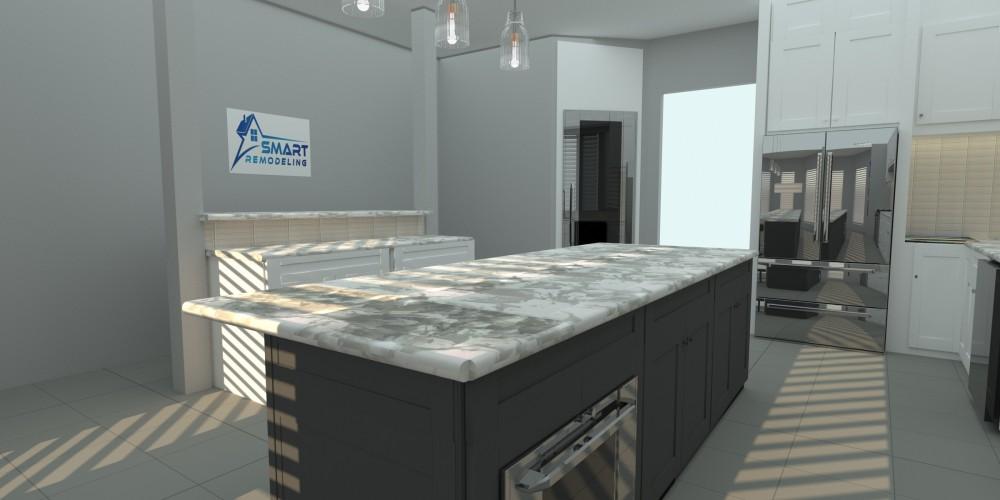 3D Design For a Kitchen (Island View) by Smart Remodeling LLC -Houston