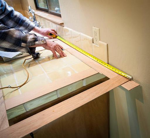 Making a balsa wood template for new kitchen countertops.