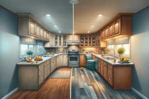 before-and-after transformation of a mobile home kitchen remodel