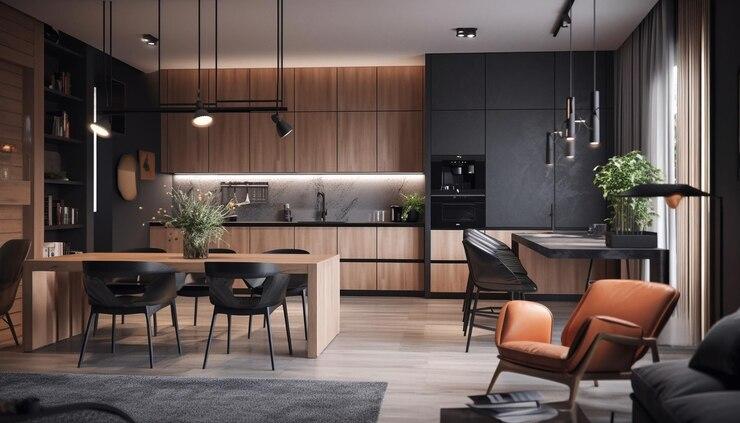 Colors of kitchen with dark cabinates