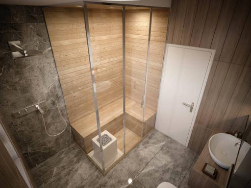 bathroom design with tiles and frameless shower