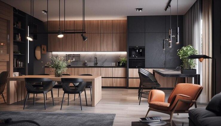 Colors of kitchen with dark cabinates