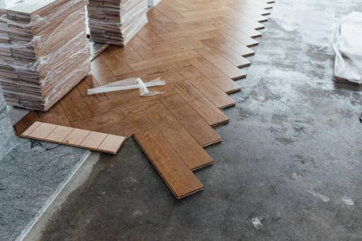 laying herringbone parquet at home