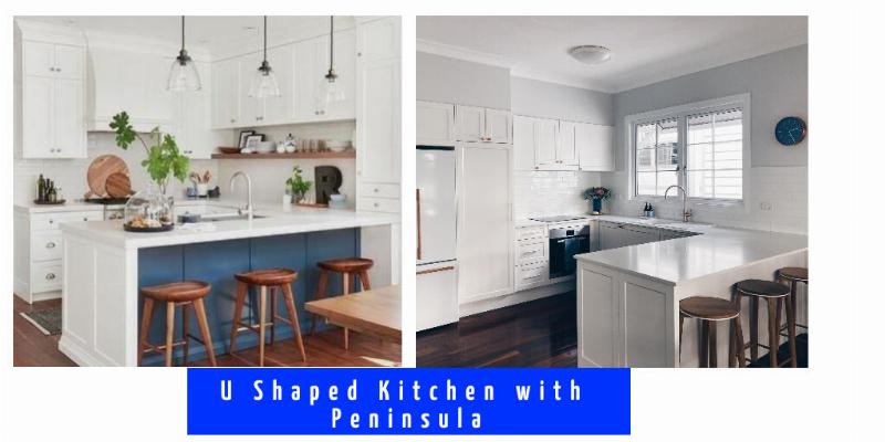 Luxury U-shaped kitchen design with Peninsula