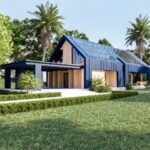 modern home with blue roofing