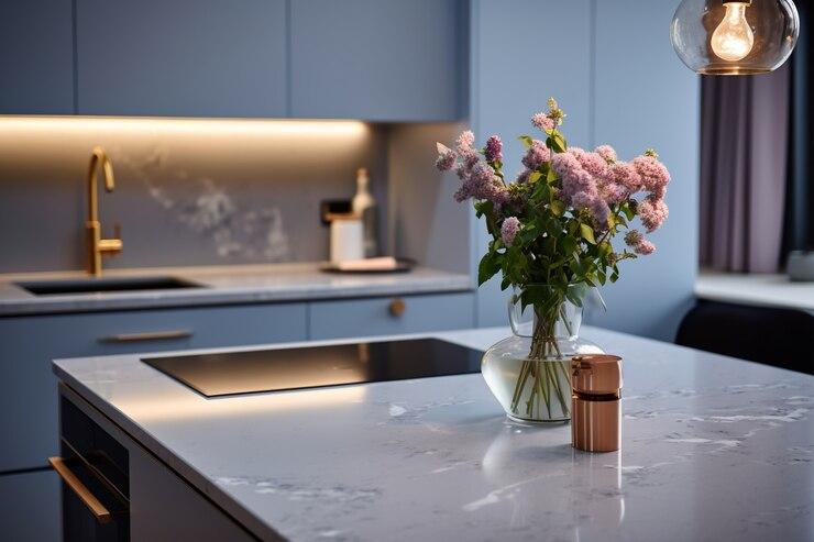 modern kitchen with stone countertop