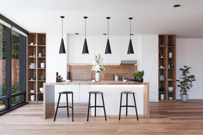 light wood cabinets